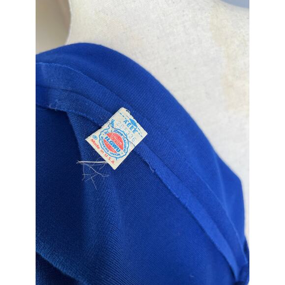 David Warren Dress Back Buttons Long Sleeve Wool Blue Vintage 80s Women's Size 8 - Picture 14 of 14